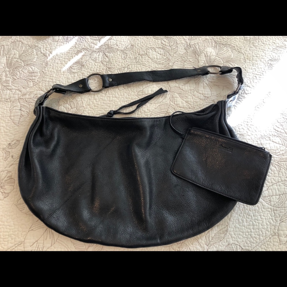 Franchi Black leather hobo bag